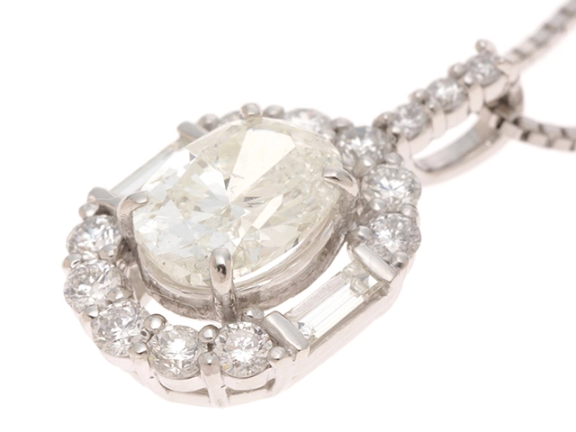 JEWELRY　ジュエリー　ネックレス　プラチナ　トップPT900/チェーンPT850　ダイヤモンド1.005ct/0.40ct　約4.2g　2147100577525【207】