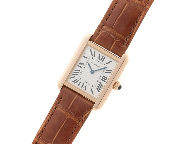 Cartier カルティエ 腕時計 タンクソロ SM W5200024 K18ローズゴールド/ステンレス/アリゲーター ホワイト文字盤 クォーツ【472】SJ
