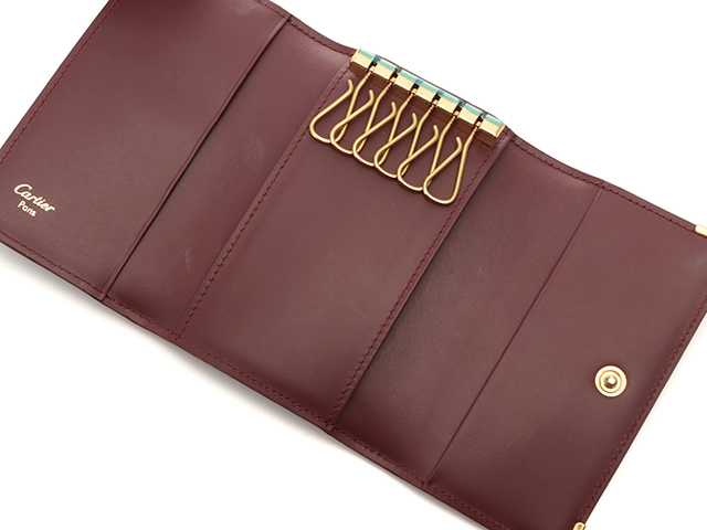 Cartier カルティエ マストライン 6連キーケース ボルドー レザー 【472】YN