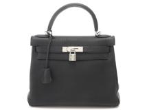 HERMES　エルメス　ケリー28　ブラック　シルバー金具　トゴ　□M刻印（2009年頃製造）　2147100579901【432】