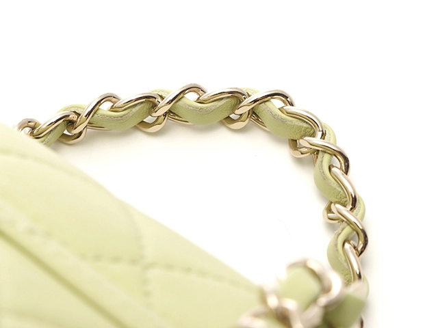 CHANEL シャネル マトラッセデュマスモールバックパック ライムグリーン/ゴールド金具 カーフ AS2908【472】YY