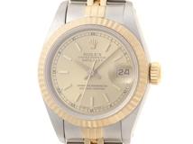 E番　ROLEX　ロレックス　デイトジャスト26　69173　イエローゴールド/ステンレススチール　ゴールド文字盤　自動巻き　レディース　腕時計　C