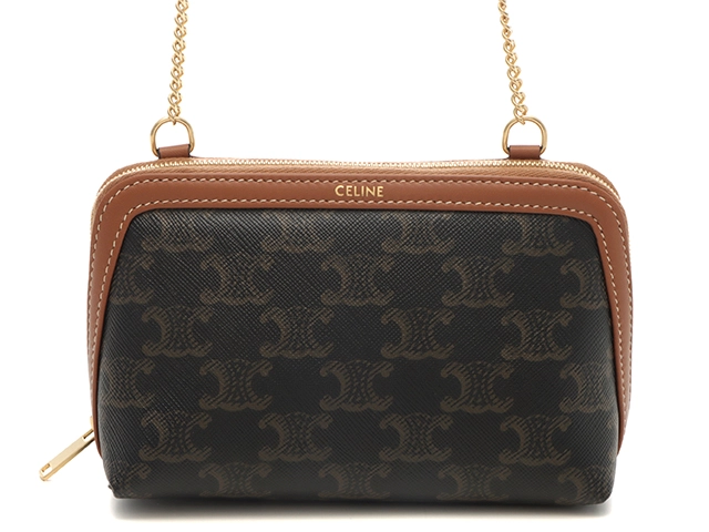 CELINE セリーヌ トリオンフ チェーンクラッチ 10E382CBX.04LU タン