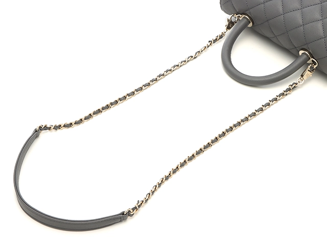 シャネル CHANEL ハンドバック ココハンドル XS フラップ マトラッセ グレインドカーフスキン グレー A92990【472】AH
