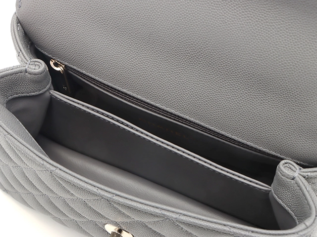 シャネル CHANEL ハンドバック ココハンドル XS フラップ マトラッセ グレインドカーフスキン グレー A92990【472】AH