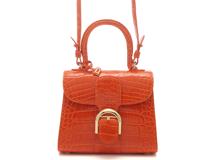 DELVAUX　デルヴォー　 ブリヨンミニ 　アリゲーター　オレンジ　ゴールド金具【472】AH