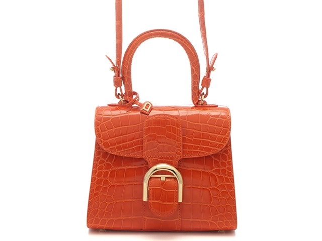 DELVAUX デルヴォー ブリヨンミニ アリゲーター オレンジ ゴールド金具