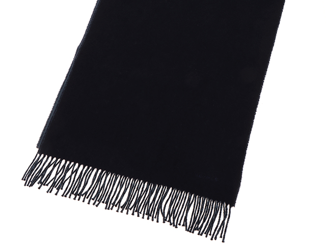 HERMES エルメス カシミヤマフラーダブルフェイス ブルー 【472】KS の