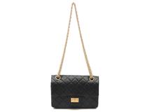 CHANEL　シャネル　2.55ミニハンドバッグ　ブラック／GP　エイジドカーフスキン　【471】M