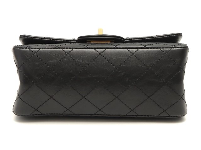 CHANEL　シャネル　2.55ミニハンドバッグ　ブラック／GP　エイジドカーフスキン　【471】M