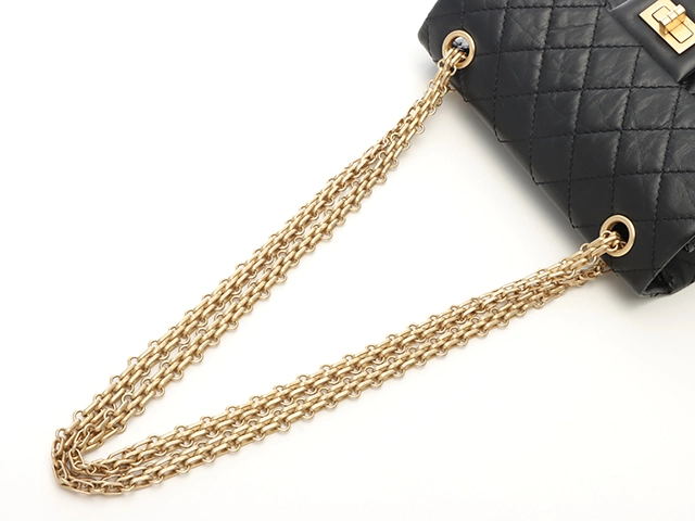 CHANEL　シャネル　2.55ミニハンドバッグ　ブラック／GP　エイジドカーフスキン　【471】M