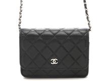CHANEL　シャネル　マトラッセ　ミニチェーンウォレット　AP1649　ブラック　シルバー金具　キャビアスキン　30番台【433】2147100585544