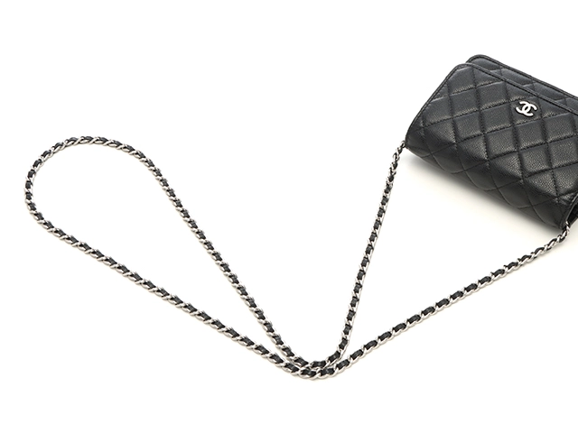 CHANEL　シャネル　ショルダーバッグ　マトラッセ　ミニチェーンウォレット　AP1649　ブラック　シルバー金具　キャビアスキン　30番台【433】2147100585544
