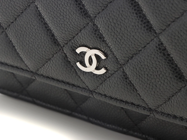 CHANEL　シャネル　ショルダーバッグ　マトラッセ　ミニチェーンウォレット　AP1649　ブラック　シルバー金具　キャビアスキン　30番台【433】2147100585544