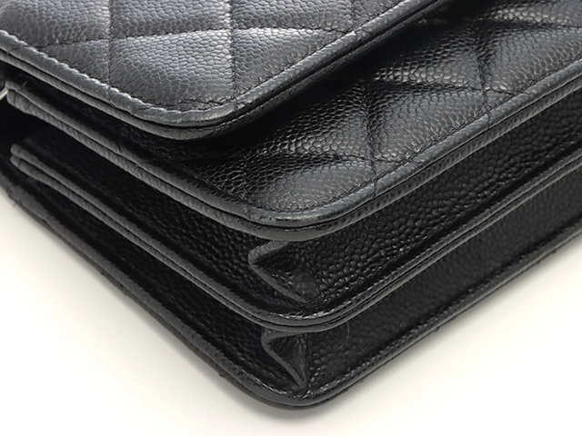 CHANEL　シャネル　ショルダーバッグ　マトラッセ　ミニチェーンウォレット　AP1649　ブラック　シルバー金具　キャビアスキン　30番台【433】2147100585544