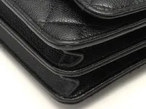 CHANEL　シャネル　ショルダーバッグ　マトラッセ　ミニチェーンウォレット　AP1649　ブラック　シルバー金具　キャビアスキン　30番台【433】2147100585544
