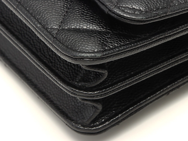 CHANEL　シャネル　ショルダーバッグ　マトラッセ　ミニチェーンウォレット　AP1649　ブラック　シルバー金具　キャビアスキン　30番台【433】2147100585544