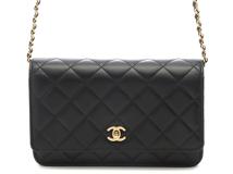 CHANEL 　シャネル　ショルダーバッグ　マトラッセ　ターンロック　チェーンウォレット　ブラック・GP金具　ラムスキン　AP4241　箱付き【472】HA