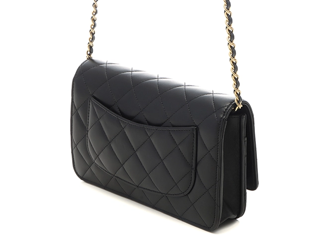 CHANEL 　シャネル　ショルダーバッグ　マトラッセ　ターンロック　チェーンウォレット　ブラック・GP金具　ラムスキン　AP4241　箱付き【472】HA