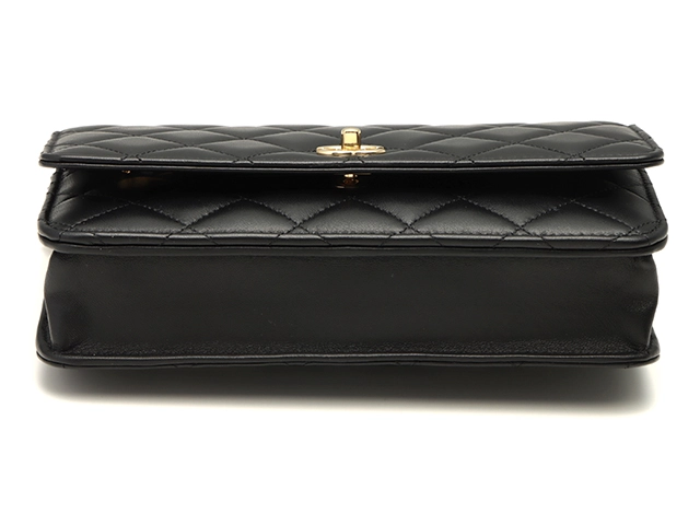 CHANEL 　シャネル　ショルダーバッグ　マトラッセ　ターンロック　チェーンウォレット　ブラック・GP金具　ラムスキン　AP4241　箱付き【472】HA