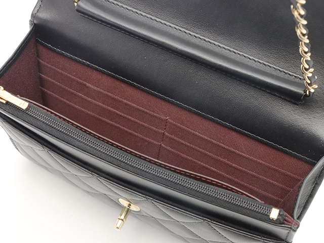 CHANEL 　シャネル　ショルダーバッグ　マトラッセ　ターンロック　チェーンウォレット　ブラック・GP金具　ラムスキン　AP4241　箱付き【472】HA