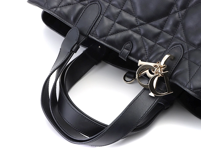 Dior　ディオール　マクロカナージュ　トゥジュールバッグラージ　ブラック／ＧＰ　カーフ　トートバッグ【431】2147100587982