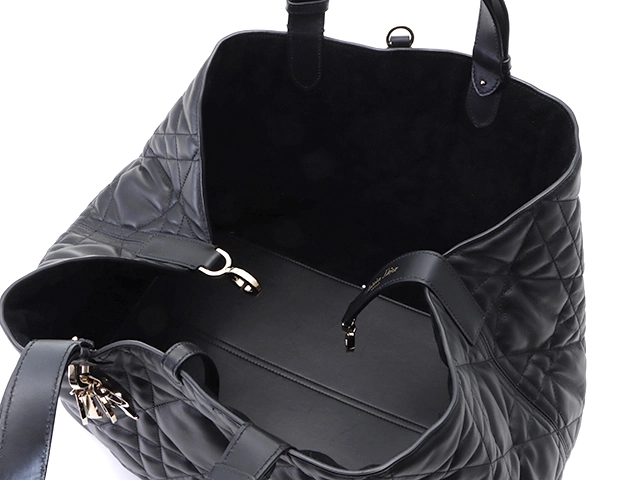 Dior　ディオール　マクロカナージュ　トゥジュールバッグラージ　ブラック／ＧＰ　カーフ　トートバッグ【431】2147100587982