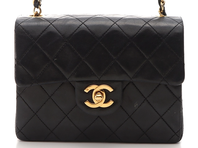 CHANEL ミニ・マトラッセチェーンショルダーバッグ ブラック/GP