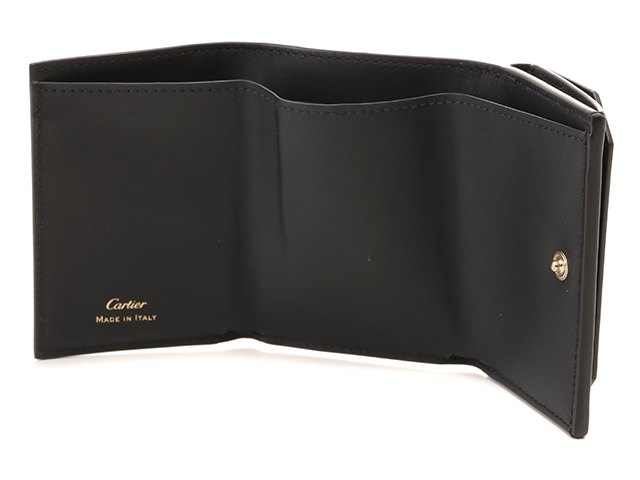 Cartier カルティエ　ガーランドドゥカルティエ　三つ折り財布　ブラック　カーフ【472】RKT