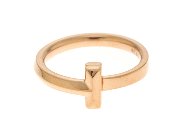 【美品】ティファニー、Tワンリング、イエローゴールド、9号 TIFFANY&Co. ティファニー Tワン リング 指輪 9号 18金 K18