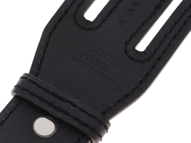 HERMES エルメス キーホルダー ブラック シルバー金具 レザー