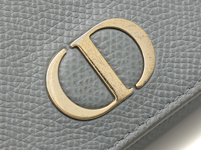 Dior　ディオール　30モンテーニュコンパクトウォレット　ブルーグレー　GP　カーフ　三つ折り財布【430】2147200418810