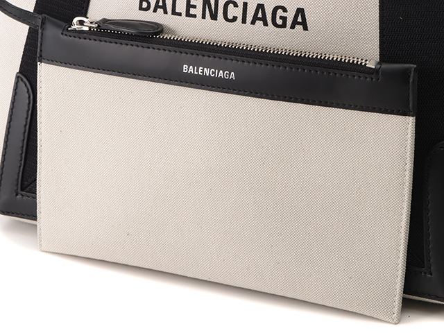 BALENCIAGA バレンシアガ ネイビーカバスS 339933 キャンバス レザー