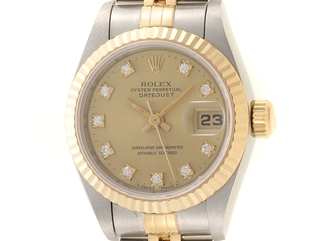 ROLEX ロレックス 時計 デイトジャスト 69173G S番 シャンパン10PD レディース YG/SS 自動巻き【436】2147200419893  の購入なら「質」の大黒屋（公式）