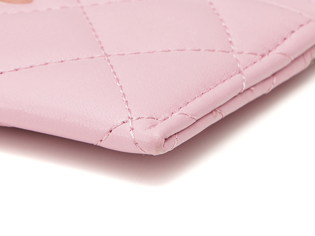 CHANEL シャネル マトラッセクラシックカードケース ピンク/GP