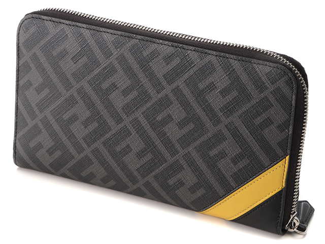 FENDI ハーフジップ ブラック/イエロー FENDI フェンディ ズッカ ジップラウンド長財布 ブラック グレー