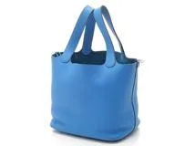HERMES エルメス ピコタンロックMM ブルーイドラ/SV トートバック【460】2147200456898
