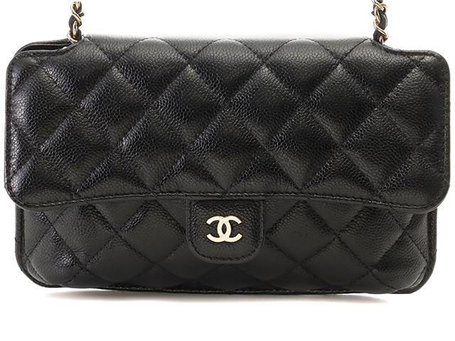 CHANEL　シャネル　エコバッグ　マトラッセチェーンショルダー　AP2095　ブラック　ゴールド金具　 キャビアスキン【432】2147200457369