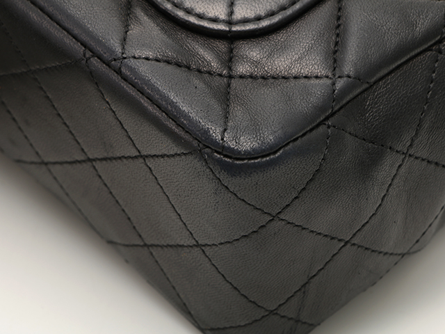 CHANEL マトラッセ ダブルフラップ ラムスキン ブラック ゴールド金具 CHANEL シャネル マトラッセ ダブルフラップ チェーンショルダー