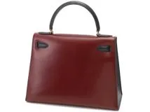 HERMES　エルメス　ケリー28　ルージュアッシュ/ブルーインディゴ/ヴェール/GP　ボックスカーフ　○L刻印　【432】　2147200467573
