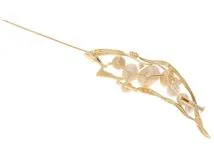 JEWELRY　ノンブランドジュエリー　ブローチ　K18イエローゴールド　ダイヤモンド0.41ct　パール　約10.6g【430】2147200467627