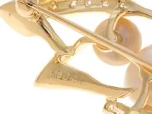 JEWELRY　ノンブランドジュエリー　ブローチ　K18イエローゴールド　ダイヤモンド0.41ct　パール　約10.6g【430】2147200467627