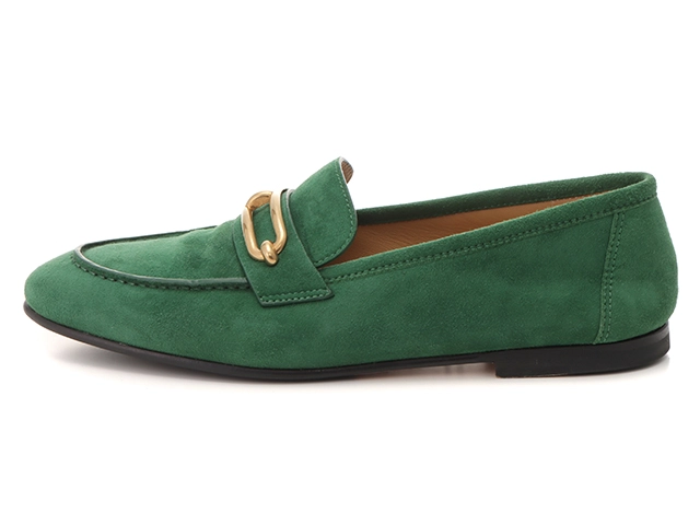 HERMES エルメス コレット モカシン レディース37 グリーン/GP シェーヴル・ヴェロア