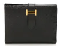 HERMES エルメス ベアンコンパクト 二つ折り財布 エプソン ブラック