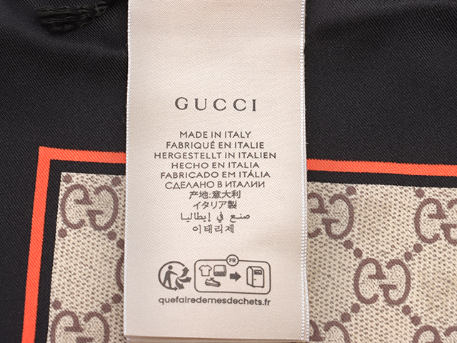 GUCCI グッチ スカーフ 　GG ビー ハチ 　499130 3G001 シルク 　ベージュ×ブラック【472】AH