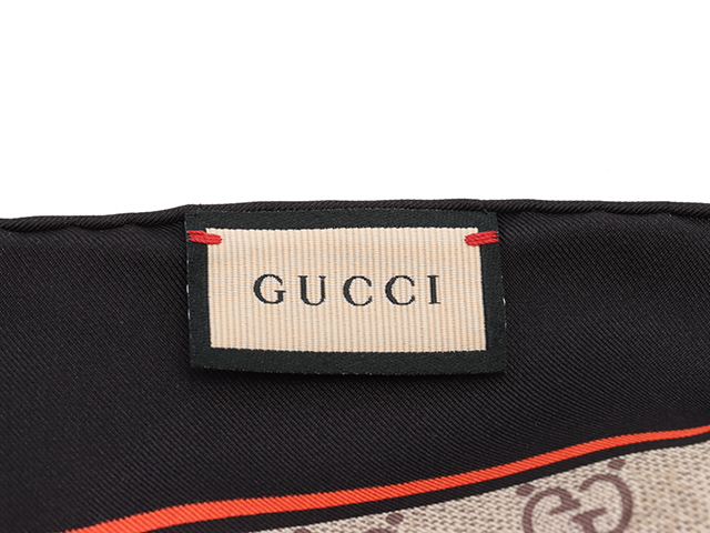 GUCCI グッチ スカーフ 　GG ビー ハチ 　499130 3G001 シルク 　ベージュ×ブラック【472】AH