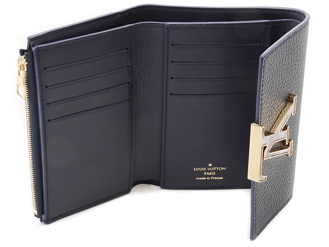 LOUIS VUITTON 　ルイ・ヴィトン　ポルトフォイユカプシーヌコンパクト　トリヨンレザー　ミッドナイトブル　M81674　三つ折り財布【431】2147200475912
