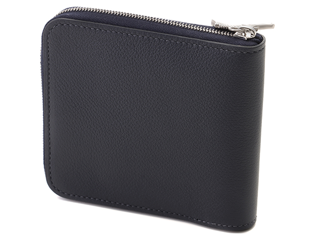 デイリーユースに♪【HERMES】ジップアンゴー II ウォレット HERMES エルメス ジップアンゴー 二つ折り財布 ネイビー U刻印 H