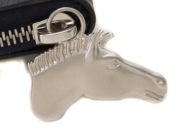 エルメス　ジップアンゴー　シュヴァル　馬　ホース　ネイビー　ケース エルメス ジップアンゴー シュヴァル 馬 ホース ネイビー コイン