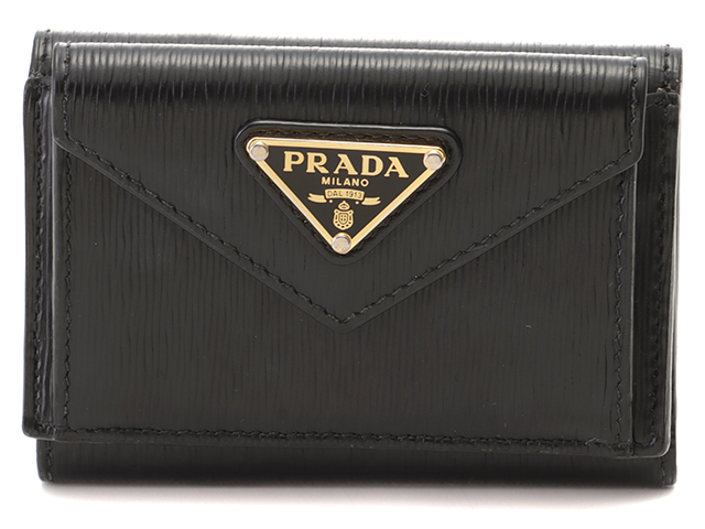 PRADA　プラダ　三つ折り財布 ブラック レザー　1MH021　【460】2147200478517